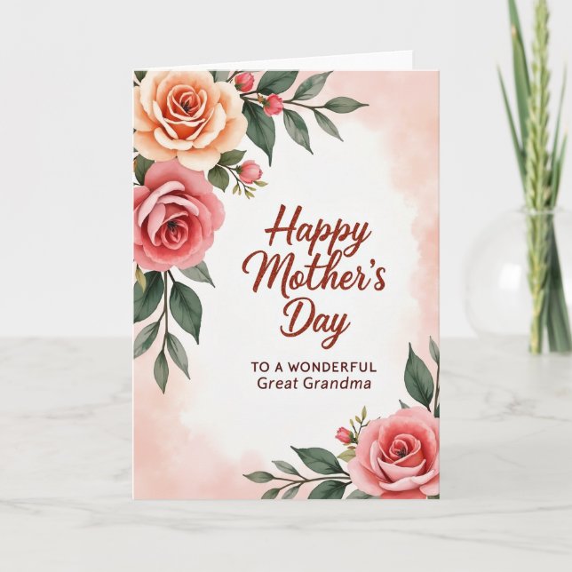 Painterly Roses Mothers Day Card (Front)