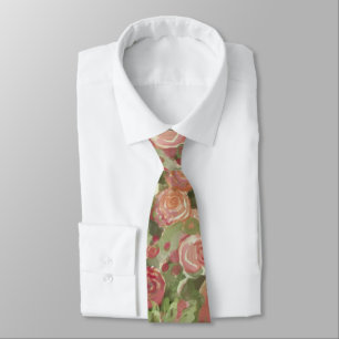 Painterly roses neck tie