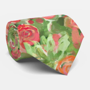 Painterly roses neck tie