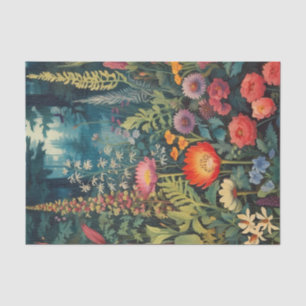 Painterly Semi-Abstract Wildflowers in a Forest Tissue Paper