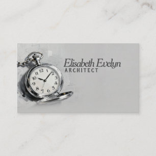 Painterly Silver Pocket Watch Business Card