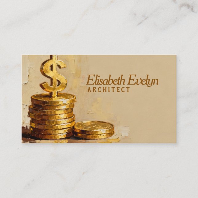Painterly Stack of Gold Coins g970 Business Card (Front)