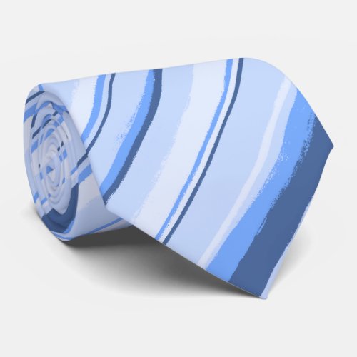 Painterly Striped Blue Two_Sided Wedding Neck Tie