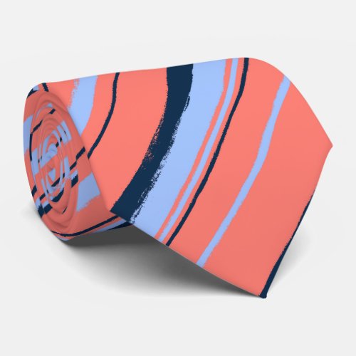 Painterly Striped Coral Two_Sided Wedding Tie