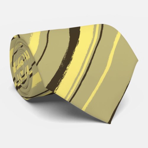 Painterly Striped Khaki Brown  Yellow Two_Sided Neck Tie