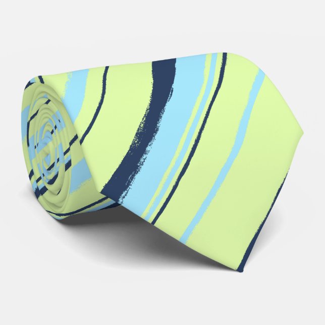 Painterly Striped Lime Two-Sided Wedding Neck Tie (Rolled)