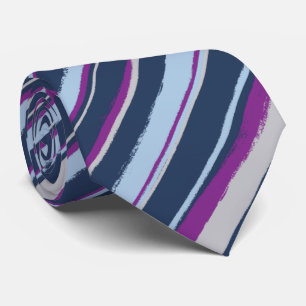 Painterly Striped Navy, Blue & Violet Two-Sided Tie