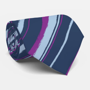 Painterly Striped Navy & Violet Two-Sided Neck Tie