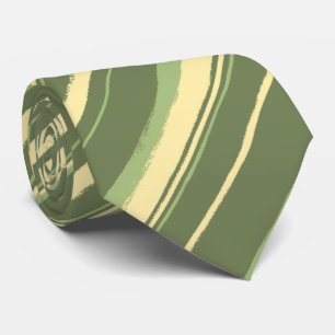 Painterly Striped Olive & Moss Green Two-Sided Neck Tie