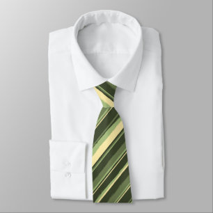 Painterly Striped Olive & Yellow Two-Sided Neck Tie