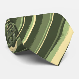 Painterly Striped Olive & Yellow Two-Sided Neck Tie