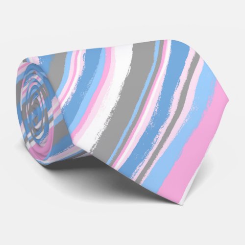 Painterly Striped Pink  Blue Two_Sided Wedding Neck Tie