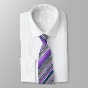 Painterly Striped Purple & Gray Two-Sided Wedding Tie