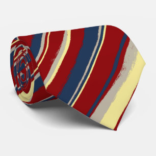 Painterly Striped Red, Navy & Yellow Two-Sided Tie