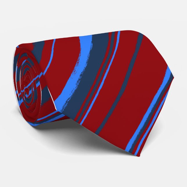 Painterly Striped Red Single Sided Neck Tie (Rolled)