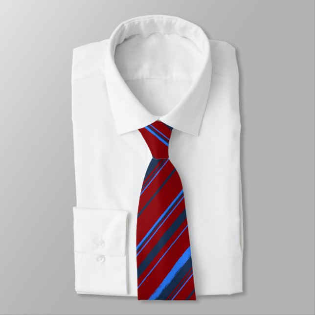 Painterly Striped Red Single Sided Neck Tie (Tied)