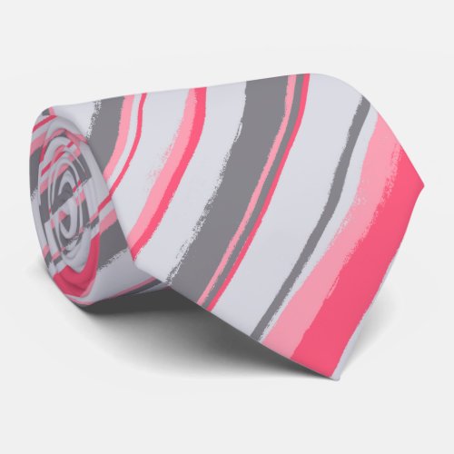 Painterly Striped Salmon Two_Sided Wedding Tie