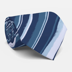 Painterly Striped Tonal Blues Two-Sided Tie