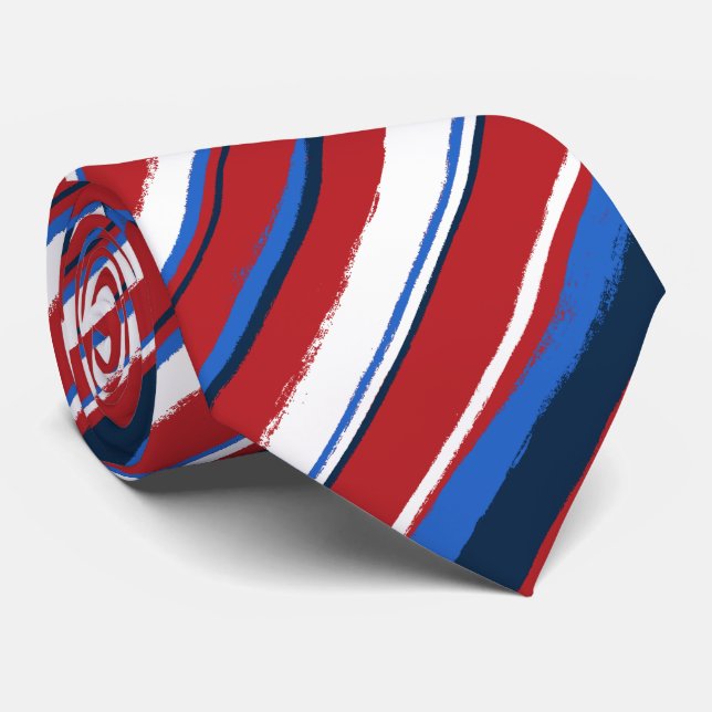 Painterly Striped Two-sided Printed Neck Tie (Rolled)