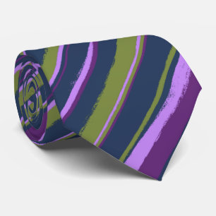 Painterly Striped Violet, Olive & Navy Two-Sided Tie