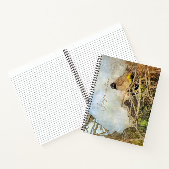 Painterly Style Winter Bird With Customizable Text Notebook (Inside)