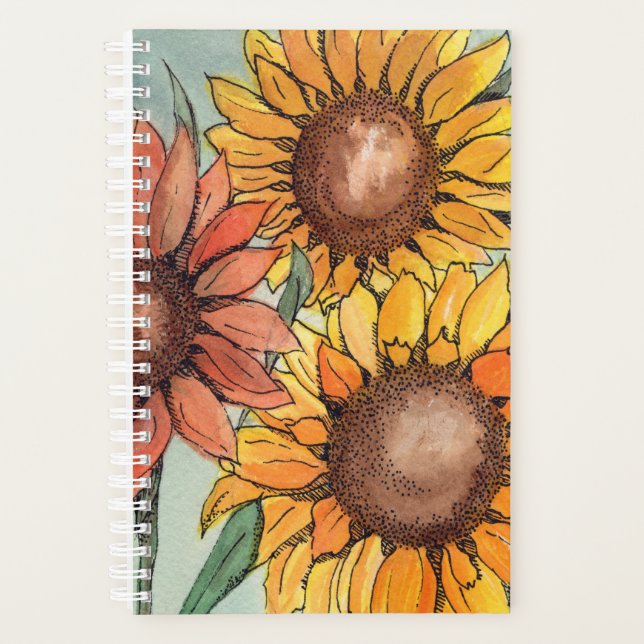 Painterly Sunflower Drawing Planner (Front)