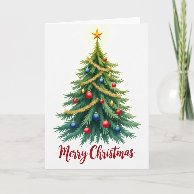 Painterly Tree Christmas Card (Front)