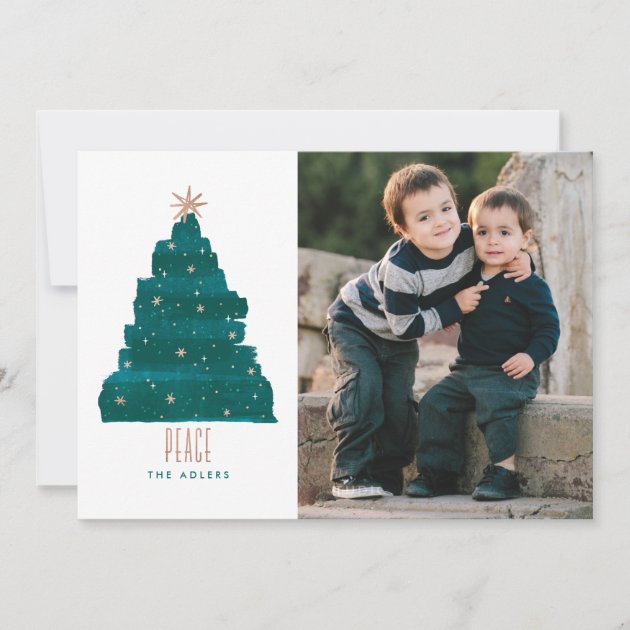 Painterly Tree Christmas Photo Card