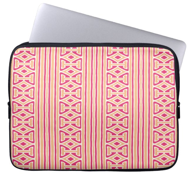 Painterly Trellis Stripe in Pink and Orange Laptop Sleeve (Front)
