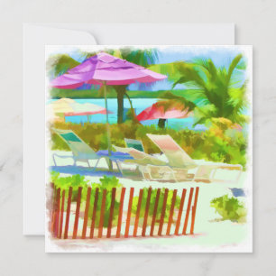 Painterly Tropical Bahama Islands Beach Pattern Card