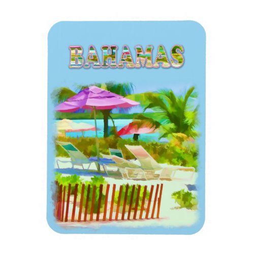 Painterly Tropical Bahama Islands Beach Scene Magnet