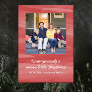 Painterly Watercolor Holiday Photo Card Red