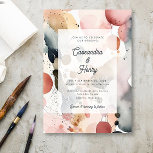 Painterly Watercolor Modern Pastel Spring Wedding  Invitation