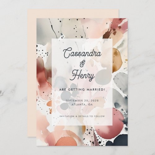 Painterly Watercolor Modern Pastel Spring Wedding  Save The Date