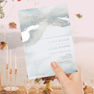 Painterly Watercolor Moody Wedding Foil Invitatio Foil Invitation