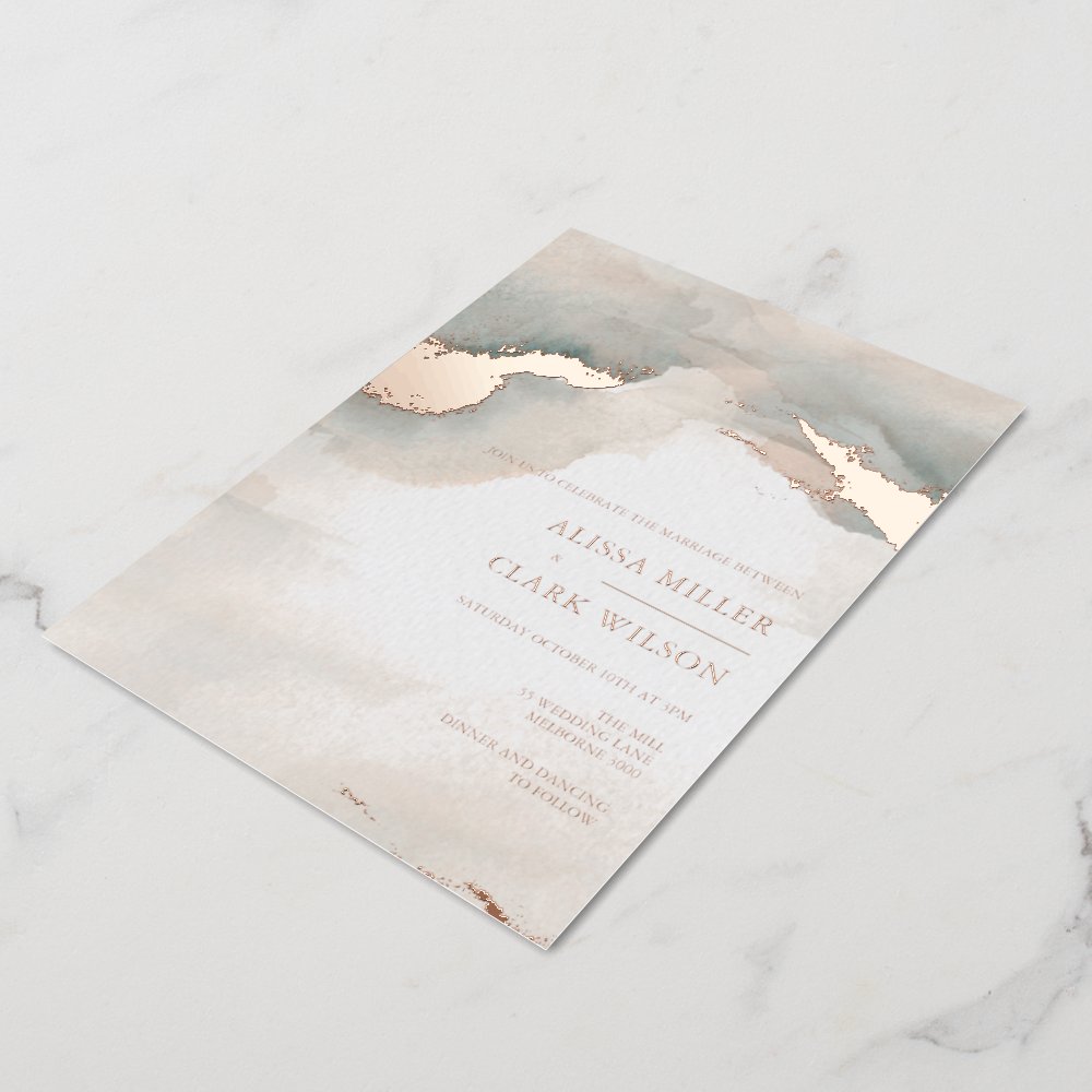 Discover Painterly Watercolor Moody Wedding  Foil Invitation