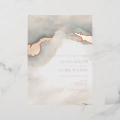 Painterly Watercolor Moody Wedding  Foil Invitation (Standing Front)