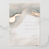 Painterly Watercolor Moody Wedding  Foil Invitation (Front)