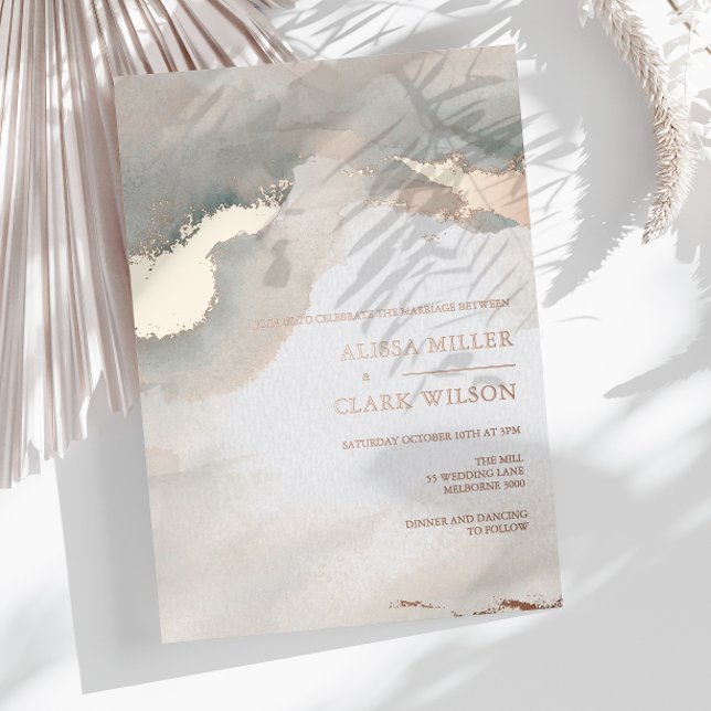 Painterly Watercolor Moody Wedding  Foil Invitation (Creator Uploaded)