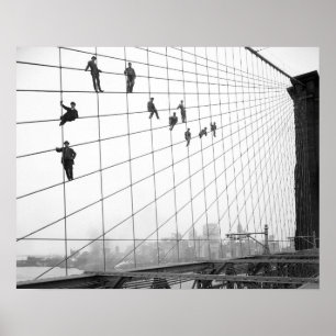 Painters, Brooklyn Bridge, New York City, Vintage Poster
