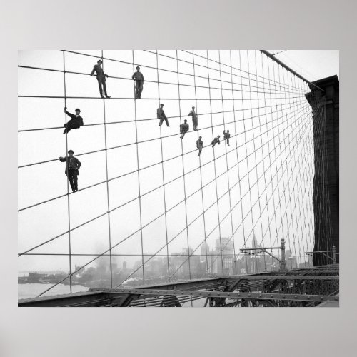 Painters Brooklyn Bridge New York City Vintage Poster