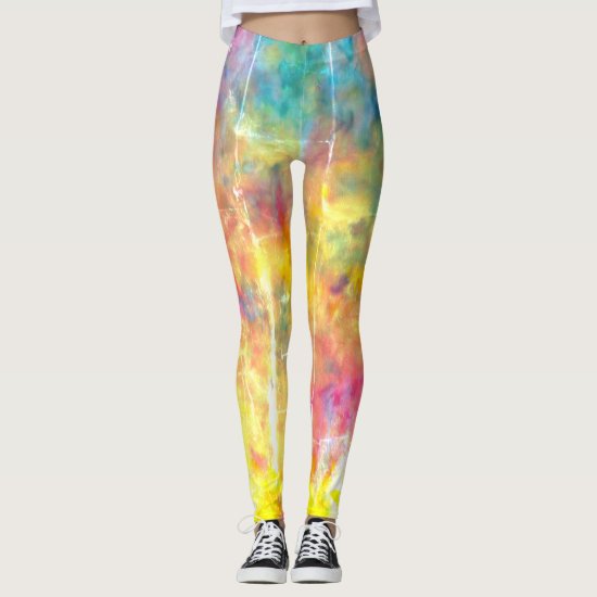 [Painter's Cloth]  Distressed Rainbow Tie-Dye Leggings