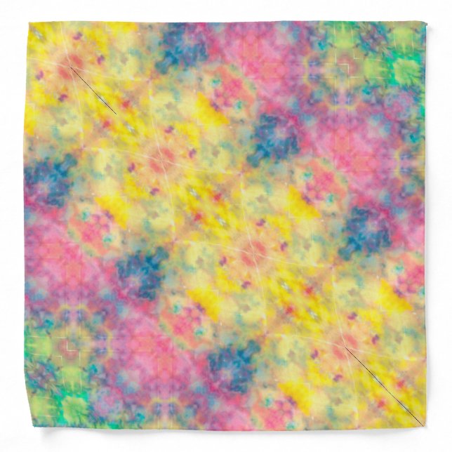 [Painter's Cloth] Pastel Fractal Tie-Dye Bandana (Front)