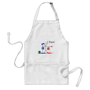 Painters Gifts "I Paint" Stick People Design Adult Apron