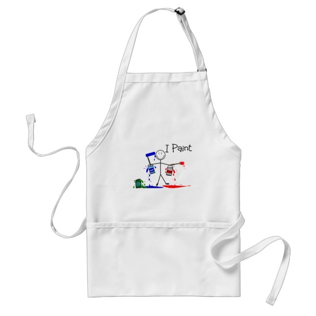 Painters Gifts  "I Paint" Stick People Design Adult Apron (Front)