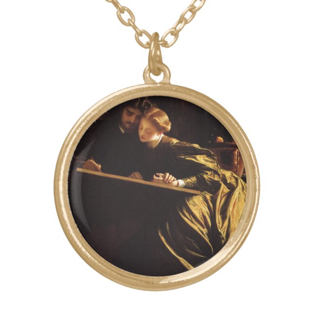 Painter's Honeymoon by Lord Frederic Leighton Gold Plated Necklace (Front)