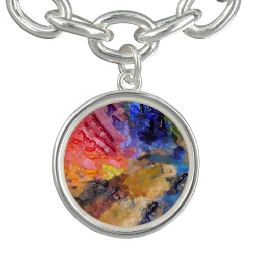 Painters Palette Colorful Paint  Charm Bracelet