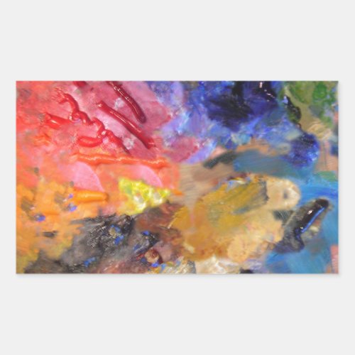 Painters Palette Colorful Paint  Rectangular Sticker