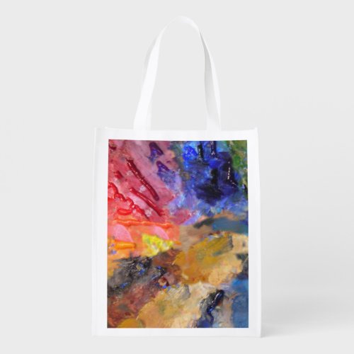 Painters Palette Colorful Paint  Reusable Grocery Bag