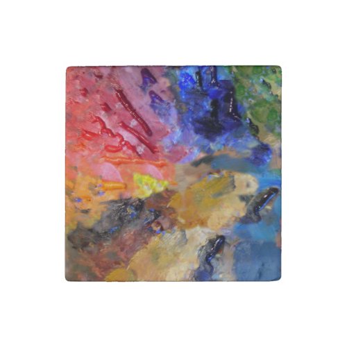 Painters Palette Colorful Paint  Stone Magnet